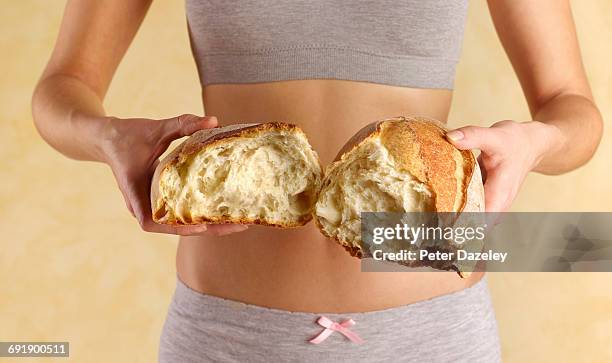 wheat gluten intolerance - gluten free bread stock pictures, royalty-free photos & images