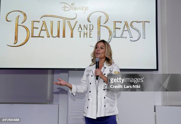 Chef Cat Cora introduces the Beauty and the Beast film at the Celebrity Chef Cat Cora Celebrates the In-Home Release of BEAUTY AND THE BEAST event...