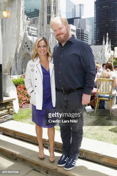 Chef Cat Cora and Jim Gaffigan attend the Beauty and the Beast film at the Celebrity Chef Cat Cora Celebrates the In-Home Release of BEAUTY AND THE...