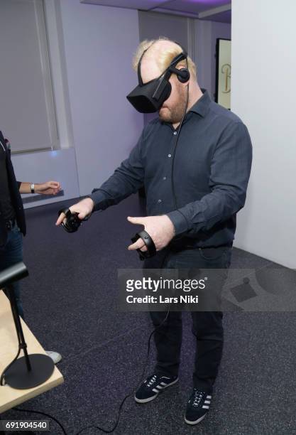 Comedian Jim Gaffigan uses Oculus VR at the Celebrity Chef Cat Cora Celebrates the In-Home Release of BEAUTY AND THE BEAST event With a Special...