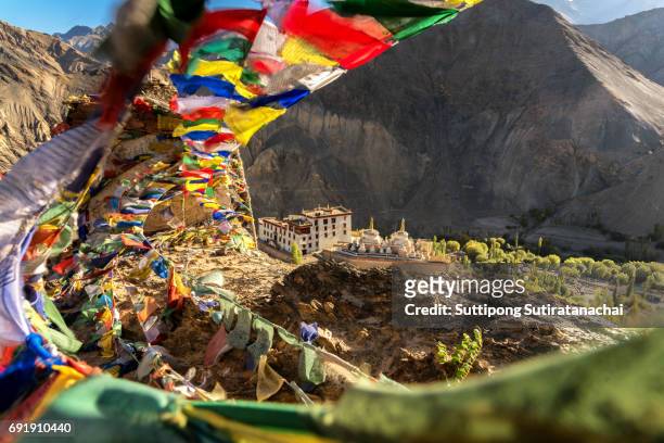 lamayuru temple monastery in leh ladakh on the hill in mountain valley - china india border stock-fotos und bilder