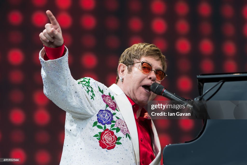 Elton John Performs at the Twickenham Stoop