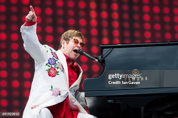 Elton John performs live at Twickenham Stoop on June 3, 2017 in London, England.