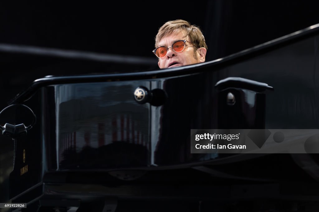 Elton John Performs at the Twickenham Stoop