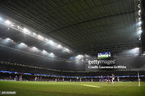 General view inside the stadium during the UEFA Champions League Final between Juventus and Real Madrid at National Stadium of Wales on June 3, 2017...
