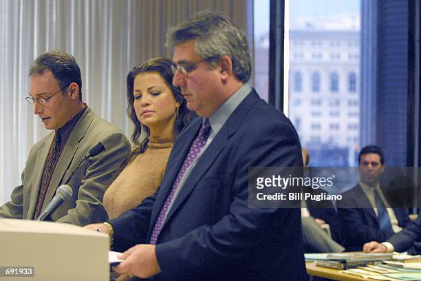 Actress Yasmine Bleeth watches her attorney Jerome Sabbota before her sentencing in Wayne County Circuit Court January 9, 2002 in Detroit, MI. The...
