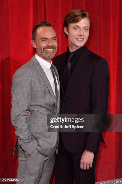 Daniel Brocklebank and Rob Mallard attend The British Soap Awards at The Lowry Theatre on June 3, 2017 in Manchester, England. The Soap Awards will...