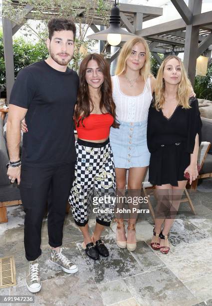 Luca Vezil, designer Shantall Lacayo Valentina Ferragni, and Laura Busetti attend Miami Fashion Week Influencers Brunch at Quinto La Huella at East...