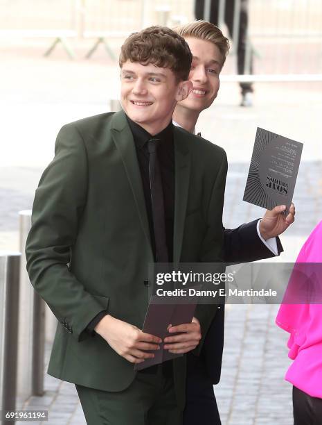 Ellis Hollins seen arriving at the British Soap Awards on June 3, 2017 in Manchester, England.