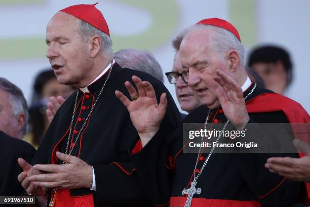 Archbishop of Wien cardinal Christoph Schonborn , and Canadian cardinal Marc Ouellet attend The Golden Jubilee of the Catholic Charismatic Reneval at...