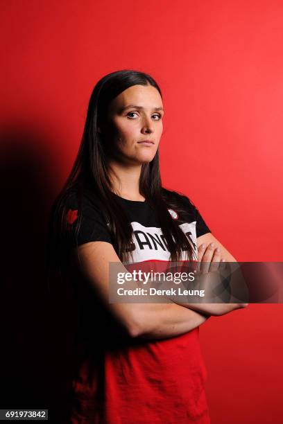 Marielle Thompson poses for a portrait during the Canadian Olympic Committee Portrait Shoot on June 3, 2017 in Calgary, Alberta, Canada.