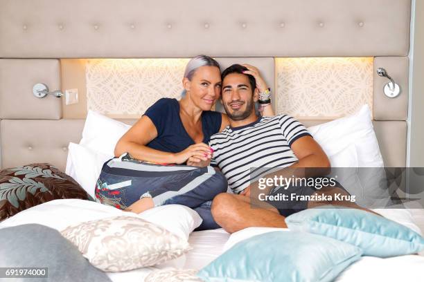 Natascha Ochsenknecht and her boyfriend Umut Kekilli are seen on board of the TUI cruise ship 'Mein Schiff 6' on June 2, 2017 in Hamburg, Germany.