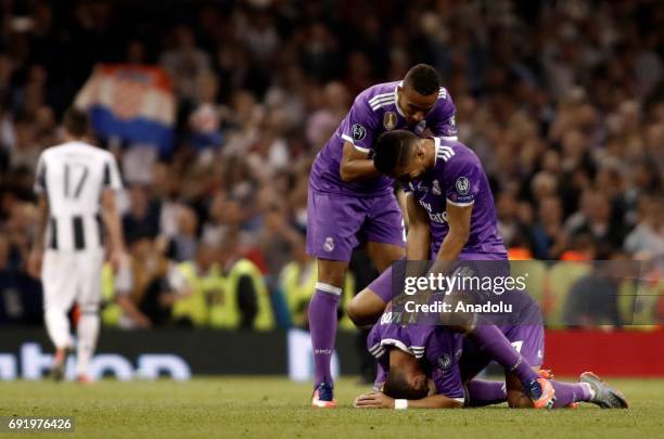 Real Madrid's Cristiano Ronaldo celebrates after winning the UEFA Champions League final between Juventus FC and Real Madrid at the National Stadium...