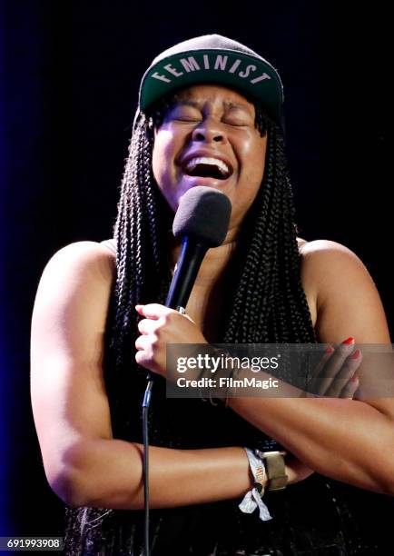 Comedian Phoebe Robinson performs onstage at the Larkin Comedy Club during Colossal Clusterfest at Civic Center Plaza and The Bill Graham Civic...