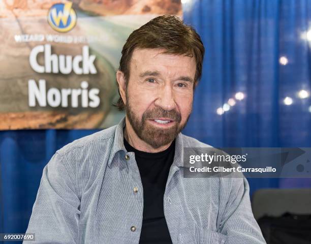 Martial artist/actor Chuck Norris make his Wizard World Comic Con debut during Wizard World Comic Con Philadelphia 2017 - Day 3 at Pennsylvania...