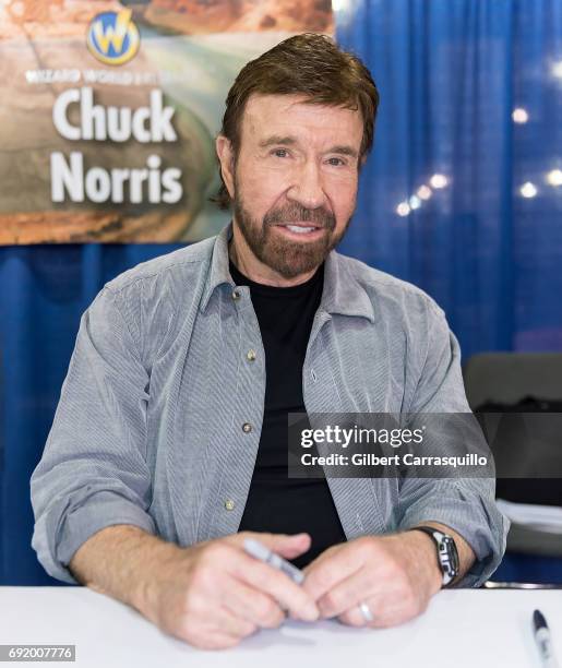 Martial artist/actor Chuck Norris make his Wizard World Comic Con debut during Wizard World Comic Con Philadelphia 2017 - Day 3 at Pennsylvania...