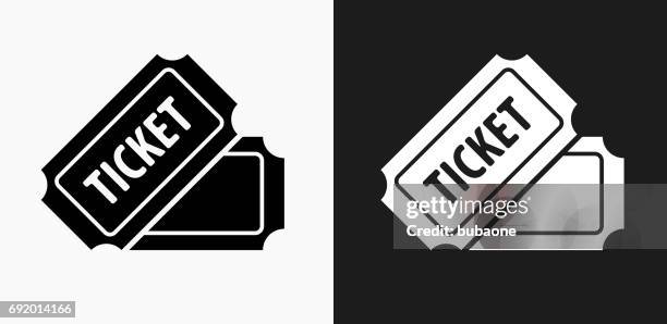 ticket icon on black and white vector backgrounds - ticket stock illustrations