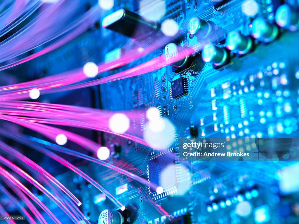 Cyber attack with fibre optics shooting past electronics of broadband hub