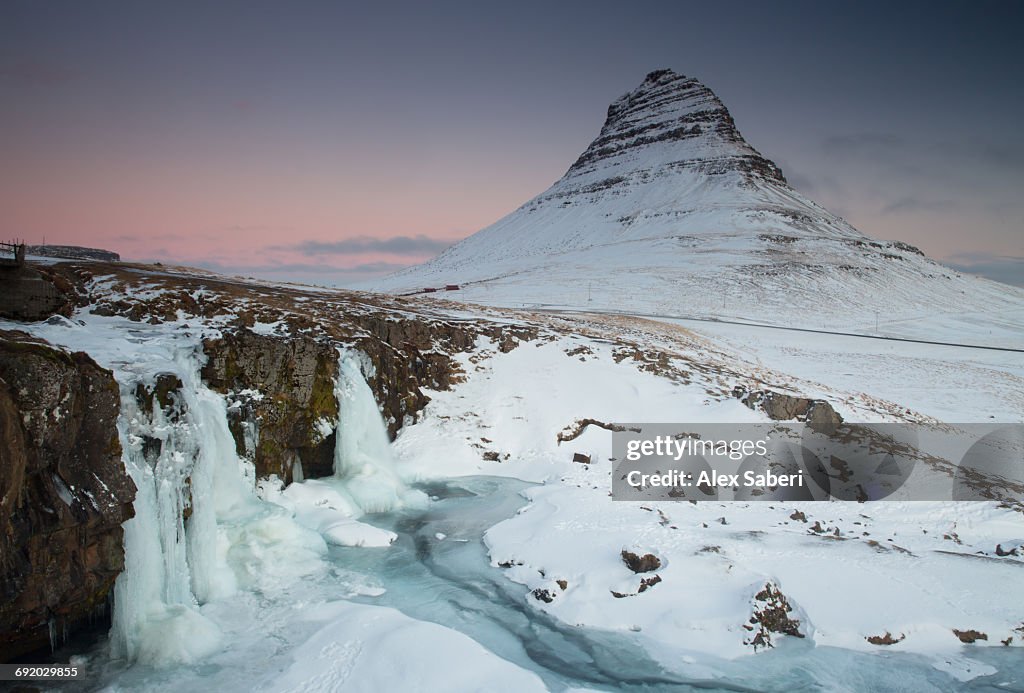 The Kirkjufell mountain in the Snaefellsnes peninsula in Western Iceland.