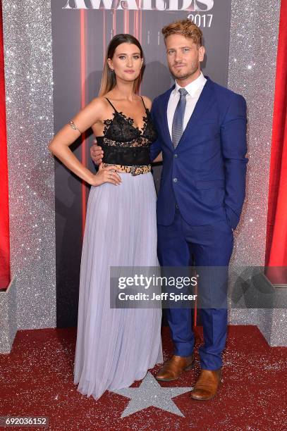 Charley Webb and Matthew Wolfenden attend The British Soap Awards at The Lowry Theatre on June 3, 2017 in Manchester, England. The Soap Awards will...