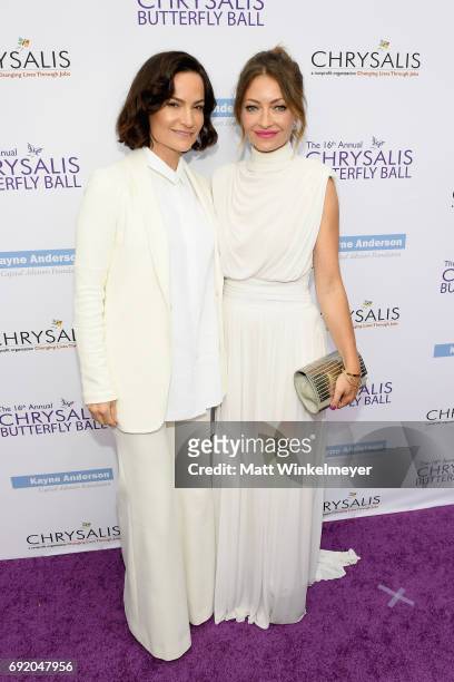 Honoree Rosetta Getty and Chrysalis Butterfly Ball Co-chair Rebecca Gayheart-Dane at the 16th Annual Chrysalis Butterfly Ball on June 3, 2017 in Los...