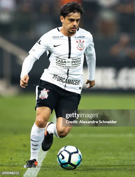 Fagner of Corinthians in action during the match between Corinthians and Santos for the Brasileirao Series A 2017 at Arena Corinthians stadium on...