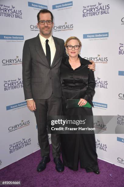 Artist Eric White and actor Patricia Arquette attend the 16th Annual Chrysalis Butterfly Ball at Private Residence on June 3, 2017 in Brentwood,...