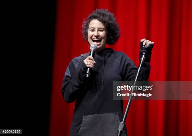 Comedian Ilana Glazer performs onstage at The Bill Graham Stage during Colossal Clusterfest at Civic Center Plaza and The Bill Graham Civic...