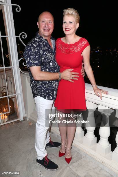 Melanie Mueller, pregnant, and her husband Mike Bluemer during the Zhero hotel and 'Bahia Mediterraneo' restaurant opening on June 3, 2017 in Palma...