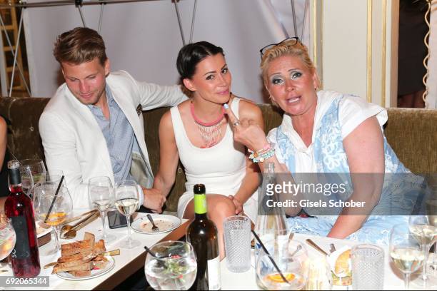 Raul Richter and his girlfriend Jessy and Claudia Effenberg during the Zhero hotel and 'Bahia Mediterraneo' restaurant opening on June 3, 2017 in...