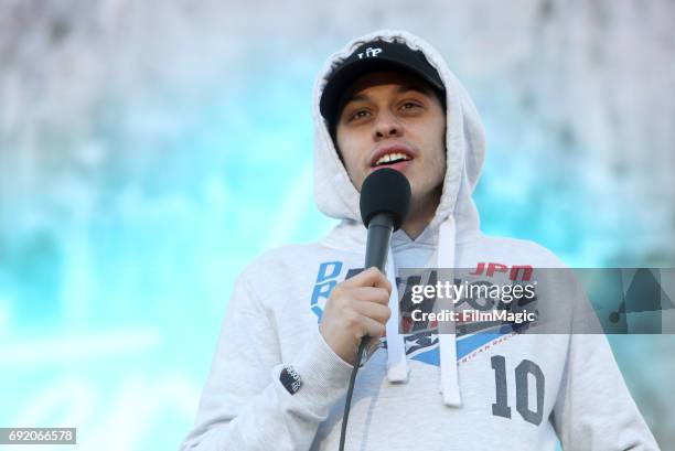 Comedian Pete Davidson performs onstage at the Piazza Del Cluster Stage during Colossal Clusterfest at Civic Center Plaza and The Bill Graham Civic...
