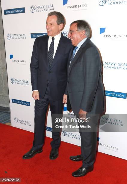 Patriot Award recipient Robert A. Iger and keynote speaker Leon E. Panetta attend the 2017 Los Angeles Evening of Tribute Benefiting the Navy SEAL...