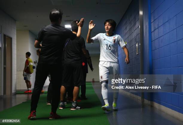 Teruki Hara of Japan walks out of the dressing room prior to the FIFA U-20 World Cup Korea Republic 2017 Round of 16 match between Venezuela and...