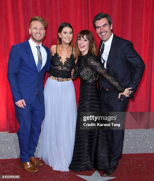 Matthew Wolfenden, Charley Webb, Zoe Henry and Jeff Hordley attend the British Soap Awards at The Lowry Theatre on June 3, 2017 in Manchester,...