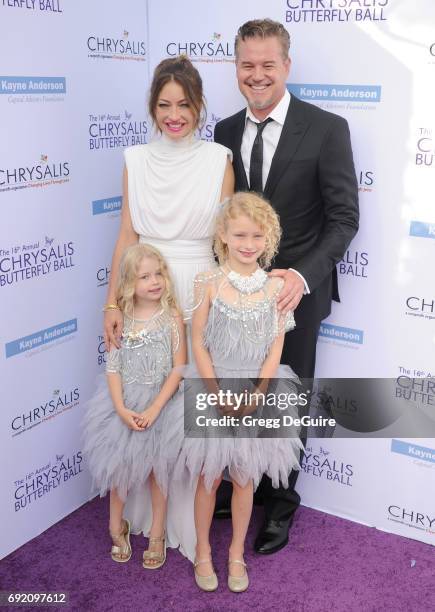 Rebecca Gayheart, Eric Dane, Georgia Dane and Billie Beatrice Dane arrive at the 16th Annual Chrysalis Butterfly Ball at a private residence on June...