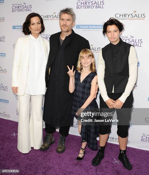 Rosetta Getty and Balthazar Getty with children Violet Getty and June Getty attend the 16th annual Chrysalis Butterfly Ball on June 3, 2017 in...