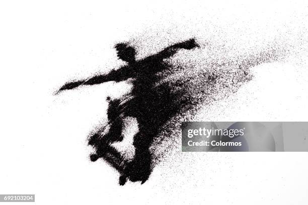 man riding skateboard on white background - figure skater stockfoto's en -beelden