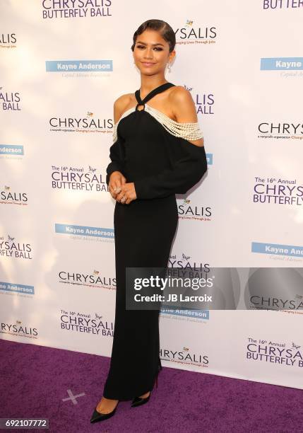 Zendaya attends the 16th Annual Chrysalis Butterfly Ball on June 03, 2017 in Brentwood, California.