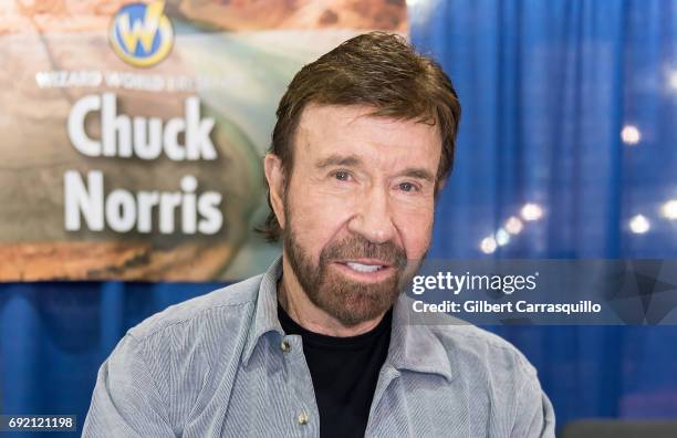 Martial artist/actor Chuck Norris make his Wizard World Comic Con debut during Wizard World Comic Con Philadelphia 2017 - Day 3 at Pennsylvania...