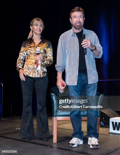 Martial artist/actor Chuck Norris and wife Gena O'Kelley make their Wizard World Comic Con debut during Wizard World Comic Con Philadelphia 2017 -...