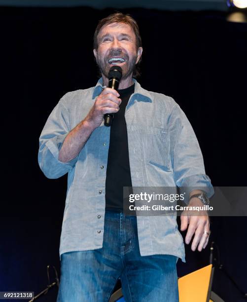 Martial artist/actor Chuck Norris make his Wizard World Comic Con debut during Wizard World Comic Con Philadelphia 2017 - Day 3 at Pennsylvania...