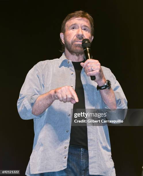 Martial artist/actor Chuck Norris make his Wizard World Comic Con debut during Wizard World Comic Con Philadelphia 2017 - Day 3 at Pennsylvania...