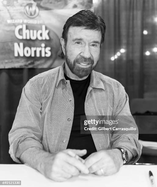 Martial artist/actor Chuck Norris make his Wizard World Comic Con debut during Wizard World Comic Con Philadelphia 2017 - Day 3 at Pennsylvania...