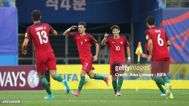 Diogo Goncalves of Portugal celebrates after scoring their second goal during the FIFA U-20 World Cup Korea Republic 2017 Quarter Final match between...