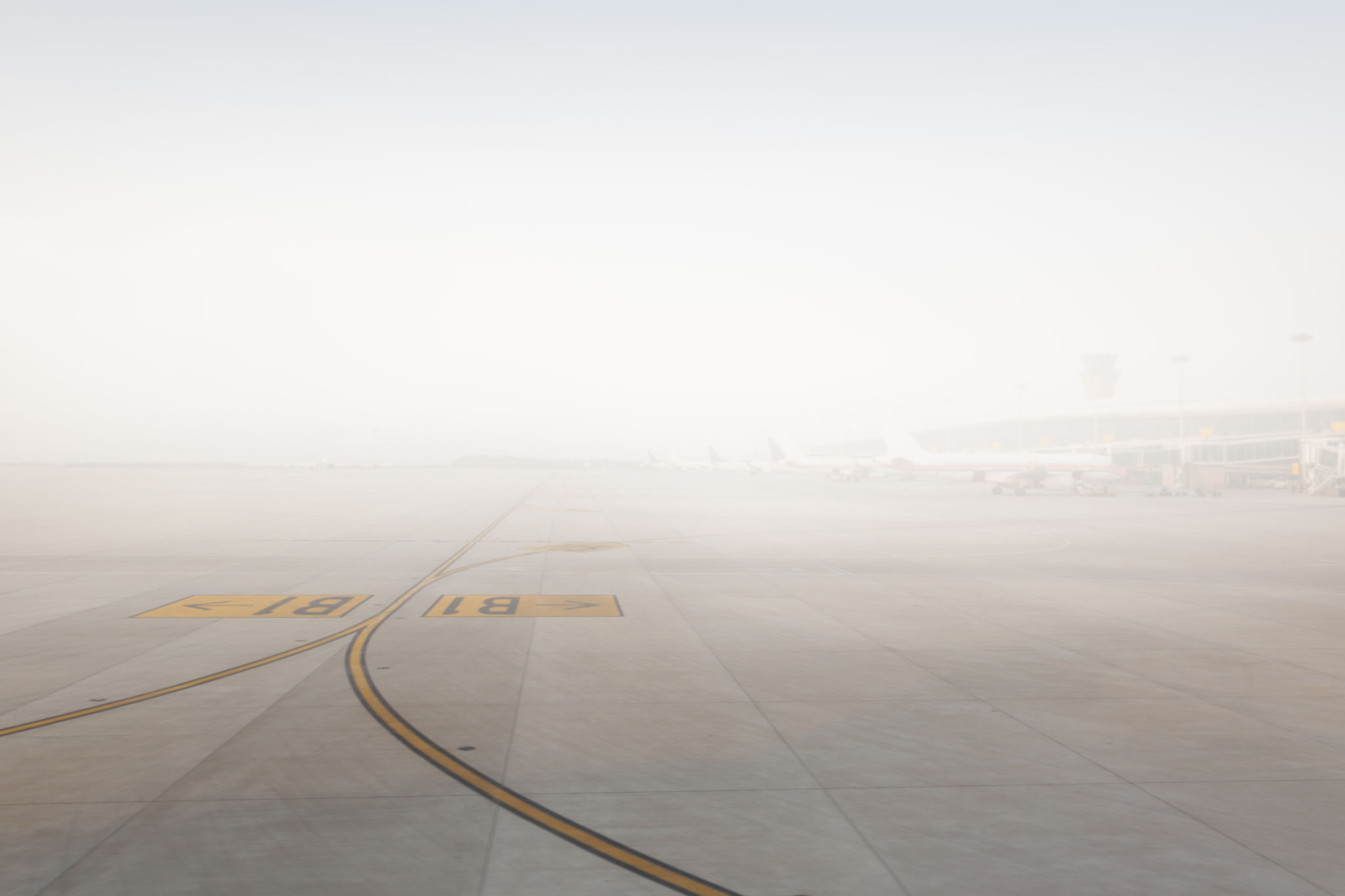 foggy airport