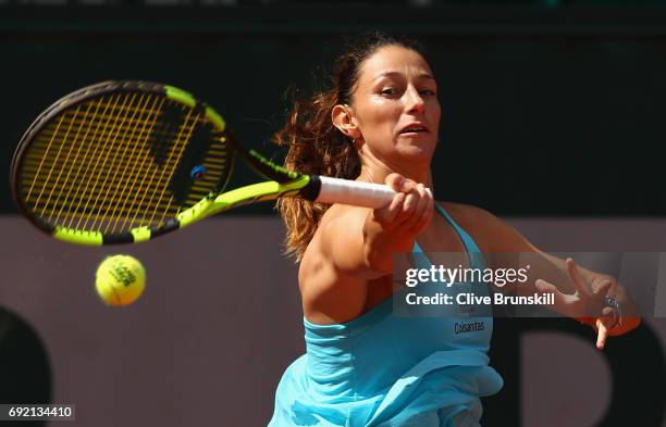 Marina Duque-Marino of Columbia plays a forehand during the ladies singles third round match against Veronica Cepede Royg of Paraguay on day eight of...