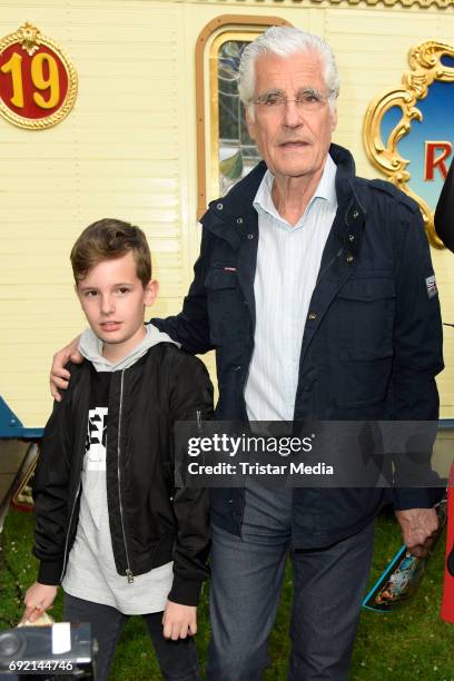 Sky du Mont and his son Fayn Neven du Mont during the Circus Roncalli Gala Premiere at Moorweide Park on June 3, 2017 in Hamburg, Germany.