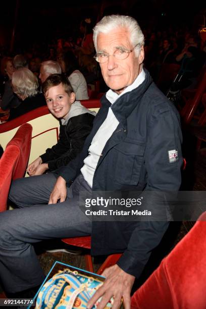 Sky du Mont and his son Fayn Neven du Mont during the Circus Roncalli Gala Premiere at Moorweide Park on June 3, 2017 in Hamburg, Germany.