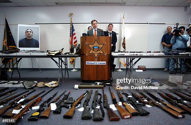 Weapons owned by David Reza, who was arrested January 8, 2002 after alledgedly threatening to kill former co-workers from the San Onofre Nuclear...