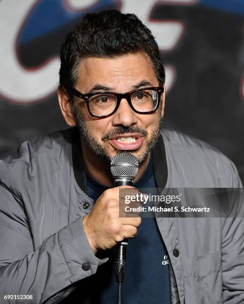 Comedian Al Madrigal performs during his appearance at The Ice House Comedy Club on June 3, 2017 in Pasadena, California.